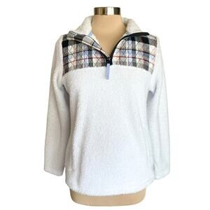 Vera Bradley Sherpa Quilted Plaid Pullover Teddy Fleece Size MEDIUM Fall Casual